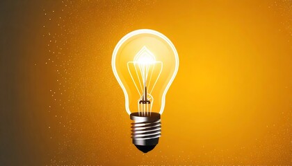 glowing light bulb on yellow background copy space for text banner
