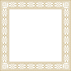Vector gold square classic renaissance ornament. Endless european border, revival style frame..