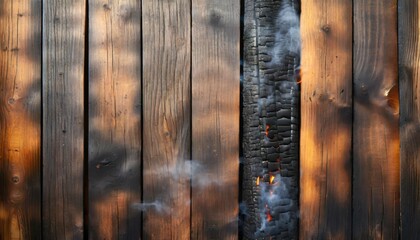 burned hardwood surface smoking wood plank background