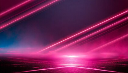 Fototapeta na wymiar dark background with lines and spotlights neon light night view abstract pink background