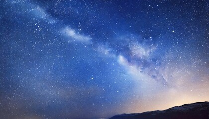 night starry sky and bright blue galaxy horizontal background banner