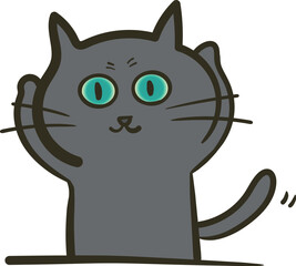 両手を上げるやんちゃなロシアンブルーのイラスト