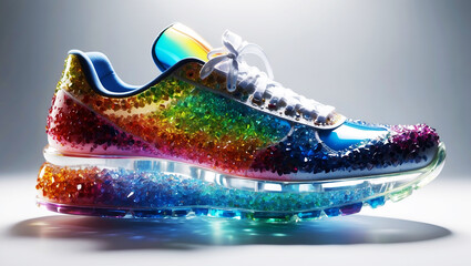 Sneakers with crystals background