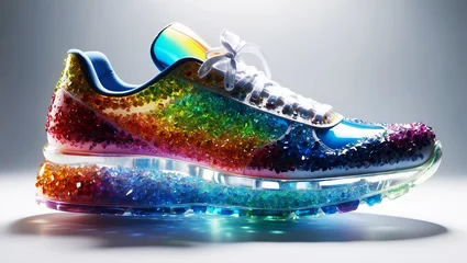 Fotobehang Sneakers with crystals background © PixelBook