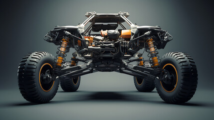 The suspension system of a off-road vehicle. - obrazy, fototapety, plakaty