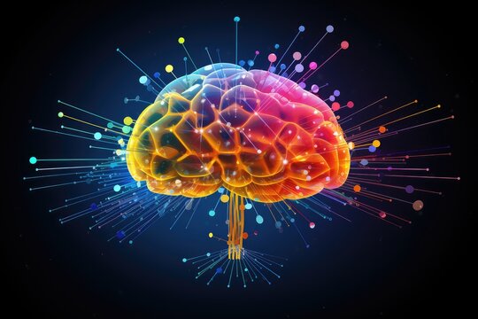 Colored Neural neuroscience love, brain amorous feelings. Chemical symphony dopamine, oxytocin, serotonin, endorphins, affection waves, passion, devotion and Phenylethylamine (PEA) romantic tapestry