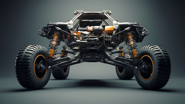 The suspension system of a off-road vehicle.