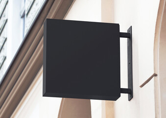 Blank store logotype signage sign design mockup isolated, clear shop template, logo street hanging mounted on the wall. Signboard badge brand branding identity.