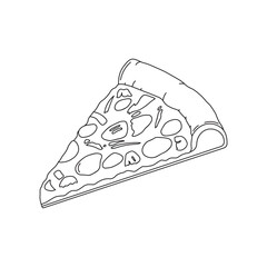 Hand drawn kids drawing Vector illustration pizza slice flat cartoon isolated