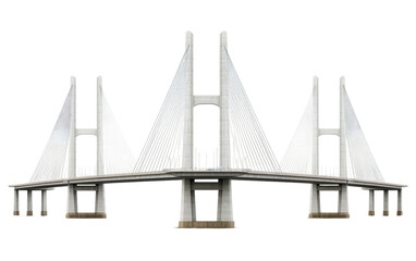 The Cable Stayed Bridge, Achieving Structural Harmony, a Modern Engineering Triumph on a White or Clear Surface PNG Transparent Background.