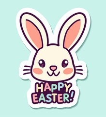Easter rabbit, easter Bunny. Easter card with bunny rabbit. Hare head with ears, paper cut icon, sticker. Modern concept background. Vector illustration.