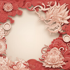 Chinese new year celebrations banner with dragon Generative AI