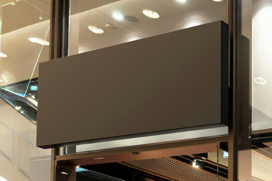 Blank store logotype signage sign design mockup isolated, clear shop template, logo street hanging mounted on the wall. Signboard badge brand branding identity.