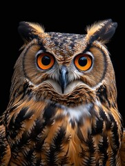 Fototapeta premium Eurasian Eagle Owl isolated on black background