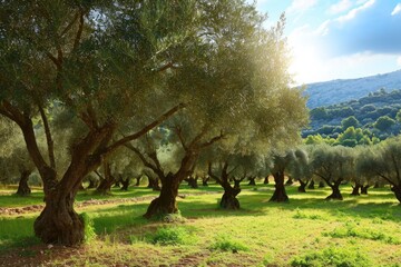 Traditional plantation of olive trees.