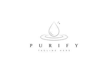 Purify Water Abstract Nature Beauty Health Care Concept Minimalist Elegant Logo - obrazy, fototapety, plakaty