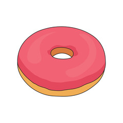 Obraz premium kids drawing Vector illustration strawberry donut flat cartoon isolated