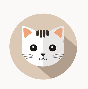 Cat avatar icon, flat design