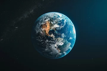 Tableaux ronds sur aluminium brossé Pleine Lune arbre The planet earth view from space 