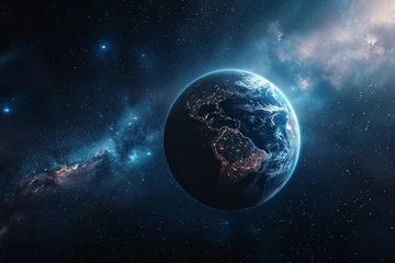 Tableaux ronds sur plexiglas Anti-reflet Pleine Lune arbre The planet earth view from space 