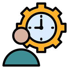 Working Hours Outline Colour Icon