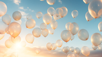 blue sky with balloons - Powered by Adobe
