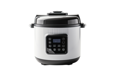 Electrical Rice Cooker, In Perfectly Cooking Rice with Precision on a White or Clear Surface PNG Transparent Background.