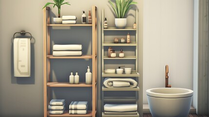 Add open shelving for easy access to towels and toiletries.