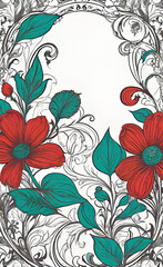 Vector illustration, frame with floral pattern in retro vintage style with decorative ornaments and creativity, art nouveau style, elegant floral wallpaper, backgrounds for smartphone,