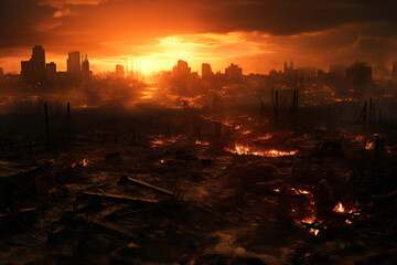 Fototapeta premium post apocalyptic city. Generative Ai
