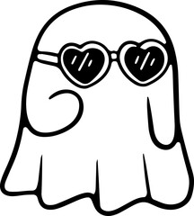 Retro Vintage hooded ghost, donning sunglasses and enjoying the summer in this fun hand-painted PNG illustration collection. Perfect for Halloween and summer vibes