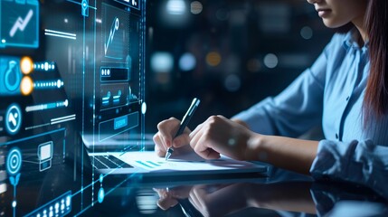 Woman Writing on Tablet With Pen - Tech and Traditional Methods Combined