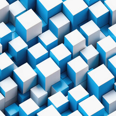Pattern of abstract geometric background with 3d cubes in white and blue color