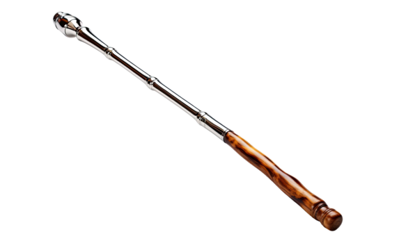 Crutch with Wooden Handle, A Sturdy Aid for Walking Assistance on a White or Clear Surface PNG Transparent Background.