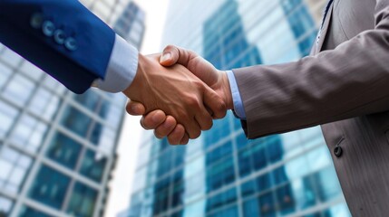 Businessmen making handshake with partner, greeting, dealing, merger and acquisition, business joint venture concept, for business, finance and investment background, teamwork and successful business