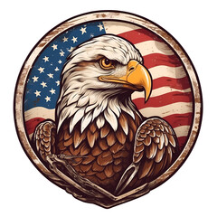 Eagle and US flag, Fourth of July, Generative AI