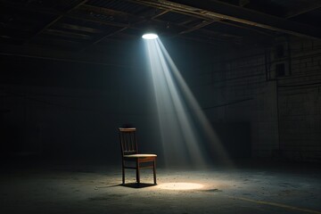 Create the dark room and have a chair in the middle with sport light