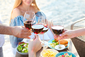 Summer picnic with red wine