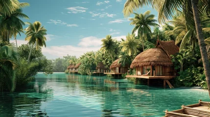 Photo sur Plexiglas Bora Bora, Polynésie française Paradise exotic resort copy space