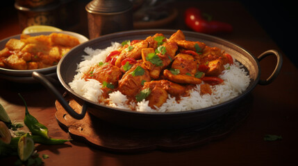 Fragrant and spicy chicken curry, served with fluffy basmati rice, a classic dish often enjoyed during Ramadan