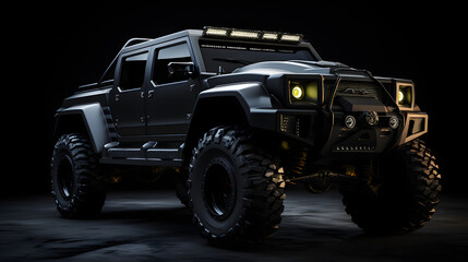 Concept of a powerful SUV on a black background