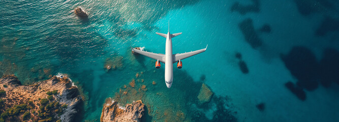 airplane flying on the beach