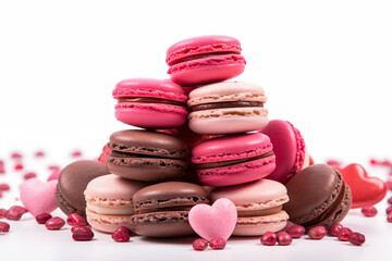 Fototapeta na wymiar Valentine's Day pastries and sweets. Chocolate and macaroons