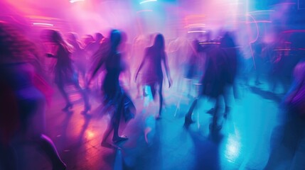 Happy people having fun in a disco. blur effect for an artistic touch