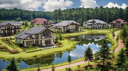 house on the river high definition photographic creative image