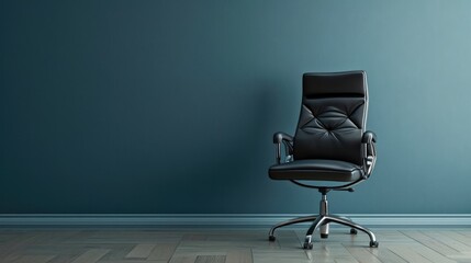 Office chair with vacant place . Black comfortable working place for boss