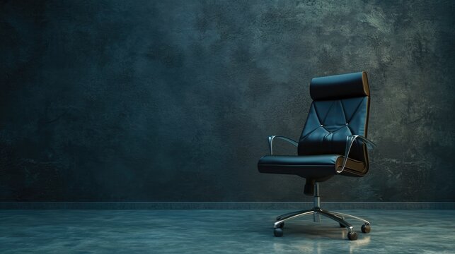 Contemporary empty office chair and a vacant place. Symbol of job openings, job offers, career advancement, job ads. A place to copy an advertisement.