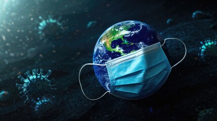 World Epidemic Danger. World need protect the earth globe with a face mask and hands, isolated on a white background. Human Epidemic Danger. Earth globe with Hungarian text.