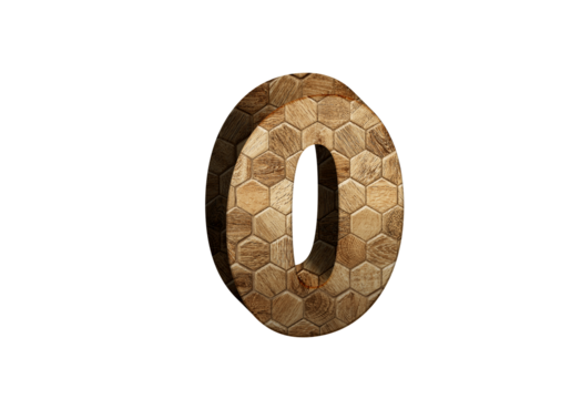 3d Wood Numbers, Alphabet Number zero made of wood material, high-resolution image of 3d font, ready to use for graphic design purposes