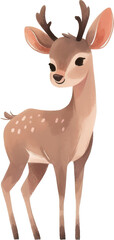 Cute deer illustration isolated on transparent background. PNG